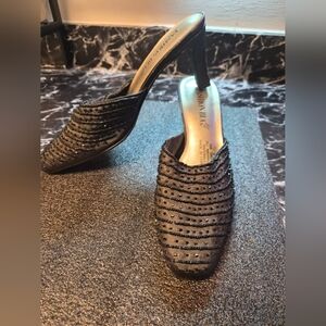 Fashion Bug Black Beaded Mule Heels Women’s Size 9